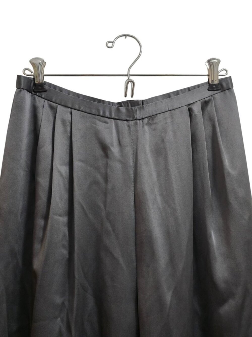Classiques Entier Womens XL Gray 100% Silk Wide-Leg Pants With Pleated Front